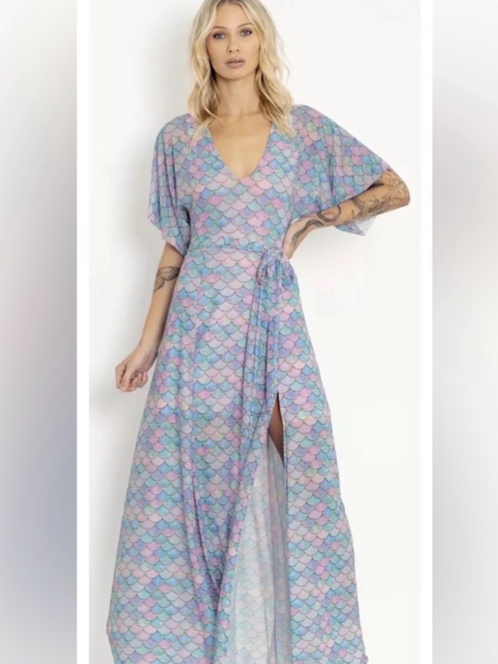 Blackmilk Rainbow Mermaid Scales Maxi Dress